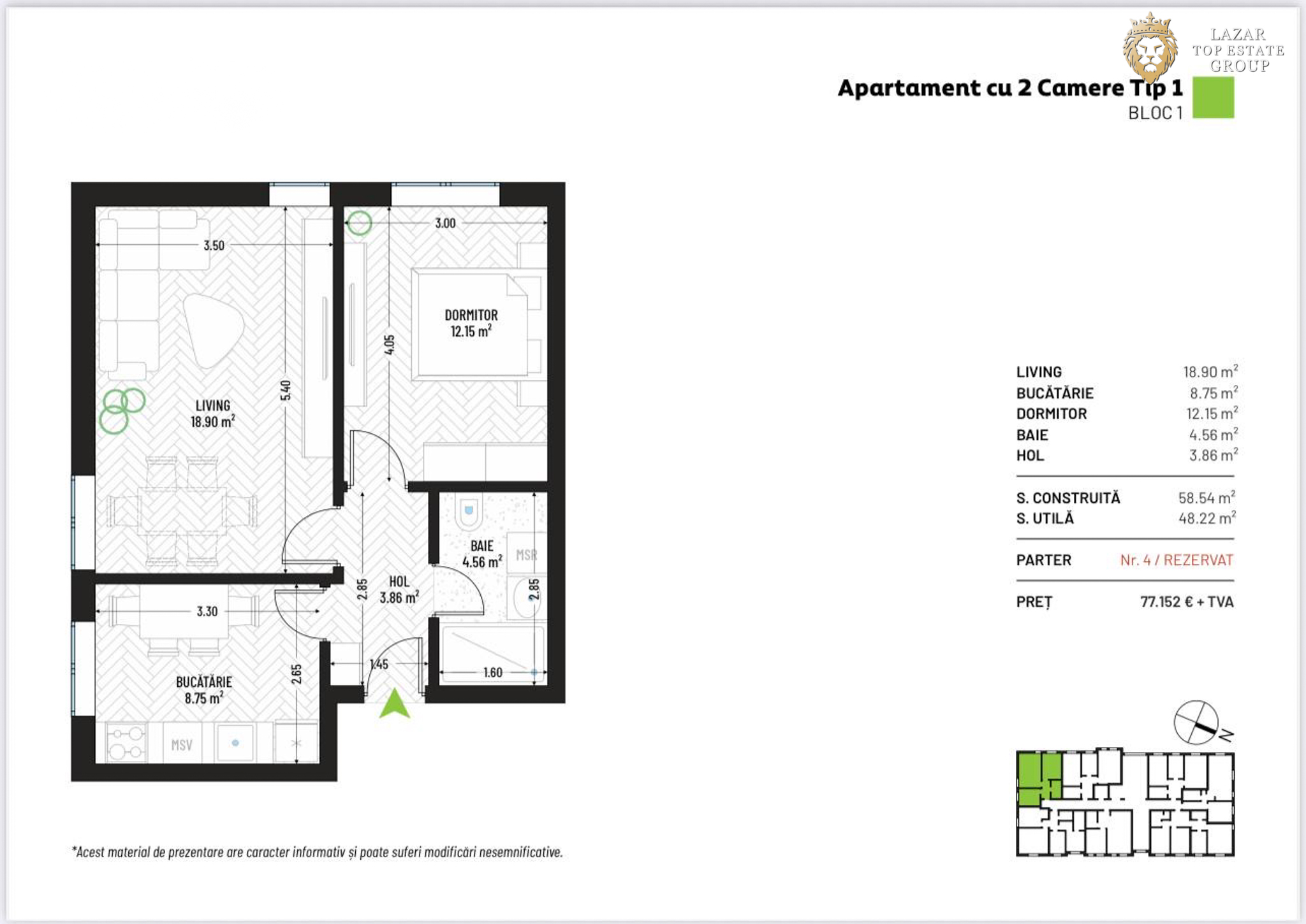 Apartament 2 camere Nou – Complex Rezidential
