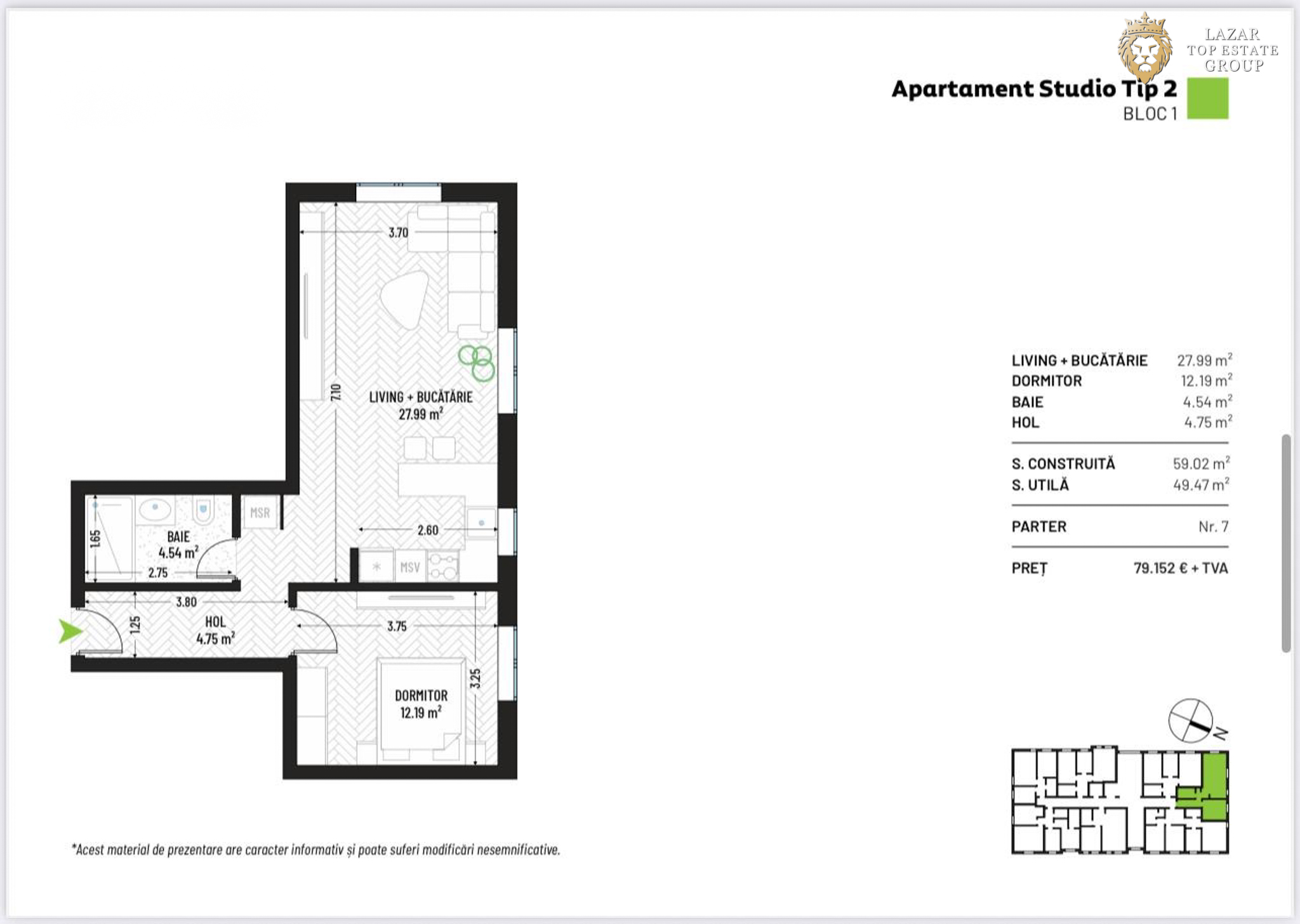 Apartament Tip Studio Nou de vanzare – complex rezidential